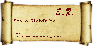 Sanko Richárd névjegykártya